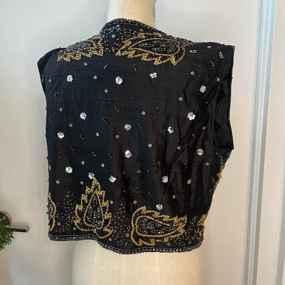 Embellished Black and Gold Vest - Picture 2 of 11
